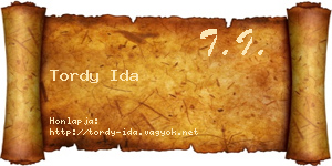 Tordy Ida névjegykártya